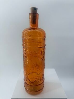Decorative Amber Glass Bottle Vase - Unbranded